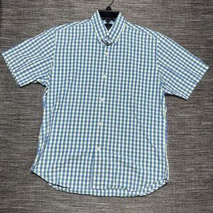 Tailorbyrd Button Down Shirt Men's M Plaid Blue Green Short Sleeve